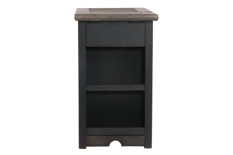 Tyler Creek Grayish Brown/Black Chairside End Table with USB Ports & Outlets from Ashley - Luna Furniture