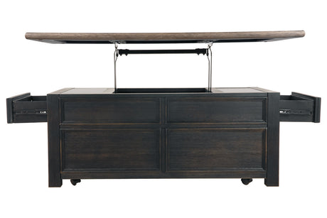 Tyler Creek Grayish Brown/Black Coffee Table with Lift Top from Ashley - Luna Furniture