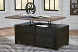 Tyler Creek Grayish Brown/Black Coffee Table with Lift Top from Ashley - Luna Furniture