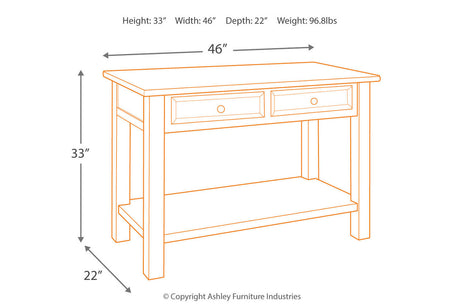 Tyler Creek Grayish Brown/Black Sofa/Console Table from Ashley - Luna Furniture