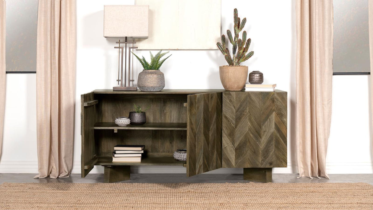 Tyler Mango Brown 3-Door Dining Sideboard Server from Coaster - Luna Furniture