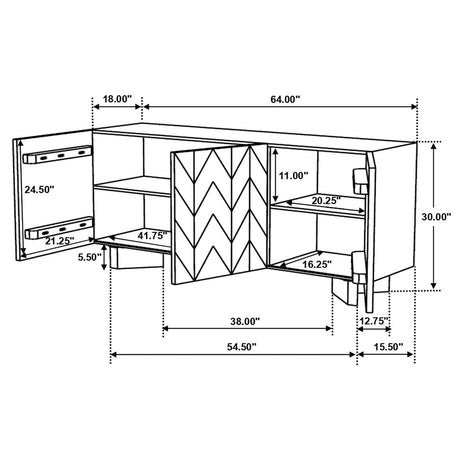 Tyler Mango Brown 3-Door Dining Sideboard Server from Coaster - Luna Furniture