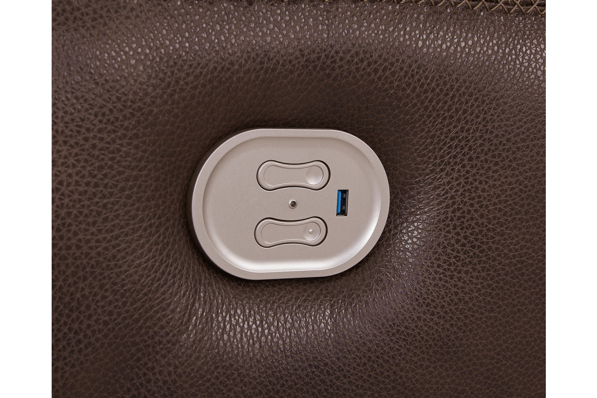 Alessandro Walnut Power Recliner from Ashley - Luna Furniture