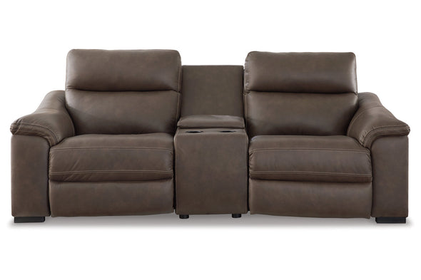 Salvatore Chocolate 3-Piece Power Reclining Loveseat with Console
