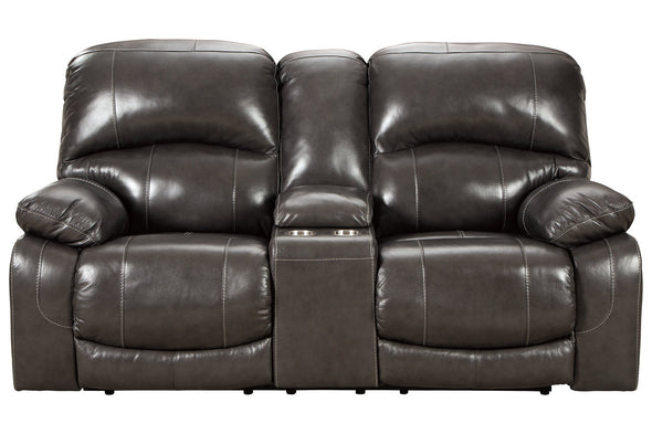 Hallstrung Gray Power Reclining Loveseat with Console