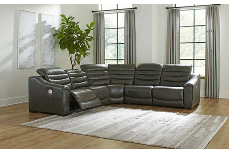Center Line Dark Gray 5-Piece Power Reclining Sectional from Ashley - Luna Furniture