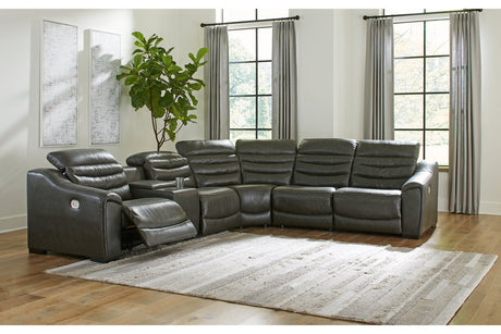 Center Line Dark Gray 6-Piece Power Reclining Sectional from Ashley - Luna Furniture