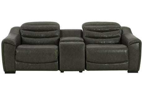 Center Line Dark Gray 3-Piece Power Reclining Loveseat with Console from Ashley - Luna Furniture