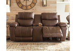 Edmar Chocolate Power Reclining Loveseat with Console