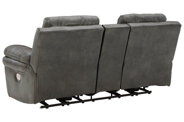 Edmar Charcoal Power Reclining Loveseat with Console