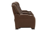 The Man-Den Mahogany Power Reclining Loveseat with Console -  - Luna Furniture