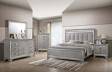 Vail Gray Queen LED Upholstered Panel Bed from Crown Mark - Luna Furniture