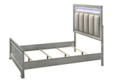 Vail Gray Queen LED Upholstered Panel Bed from Crown Mark - Luna Furniture