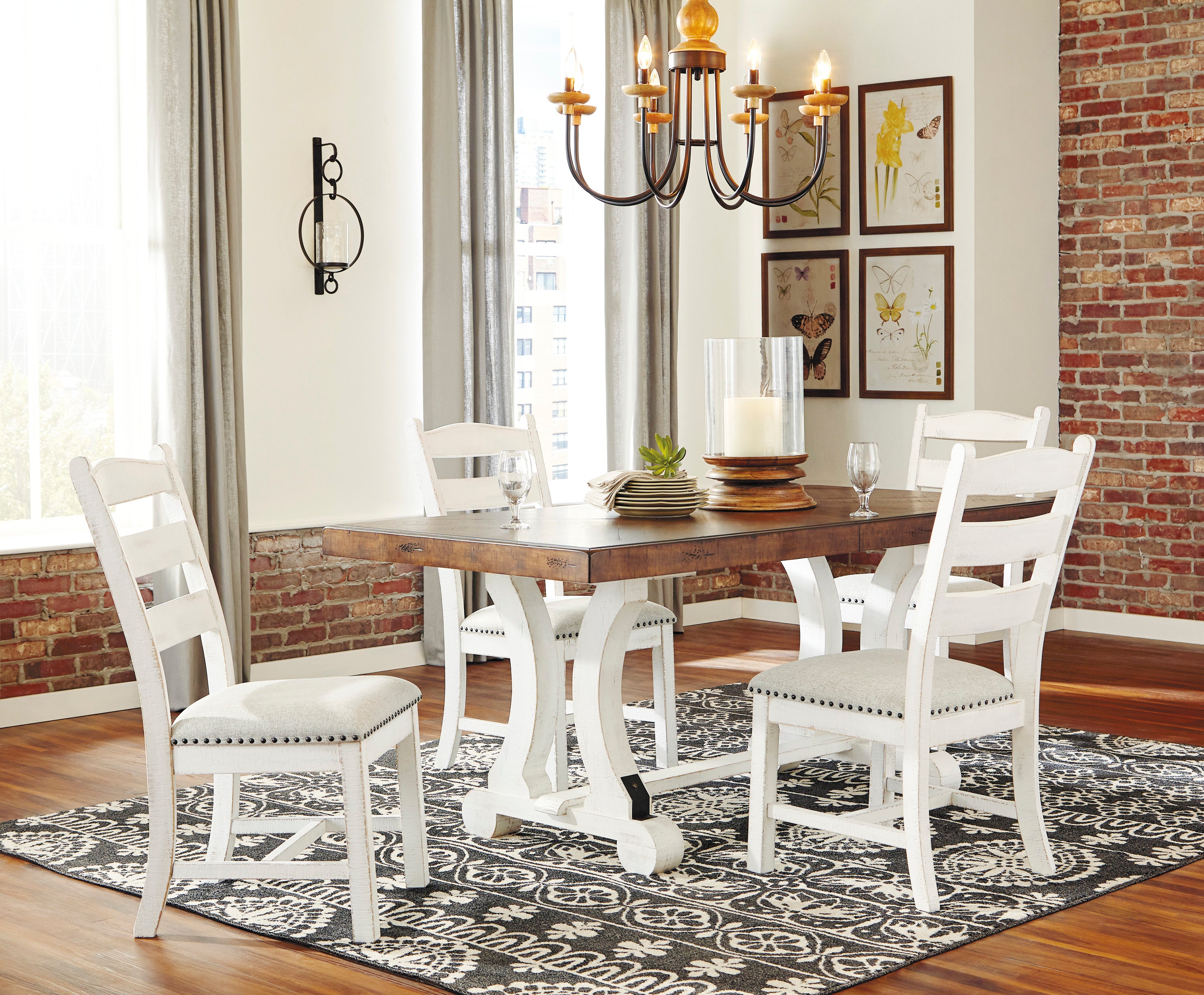 Ashley Valebeck White-Brown Dining Room Set - Luna Furniture