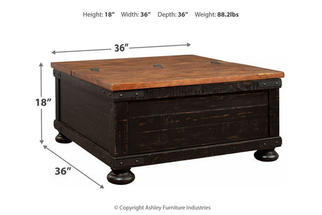 Valebeck Black/Brown Coffee Table with Lift Top from Ashley - Luna Furniture