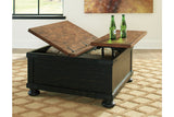 Valebeck Black/Brown Coffee Table with Lift Top from Ashley - Luna Furniture