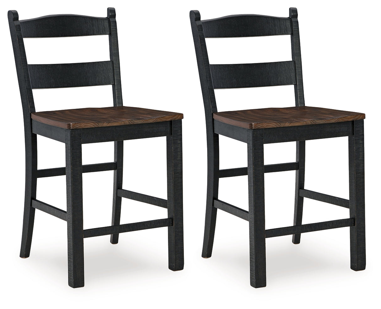 Valebeck Black/Brown Counter Height Barstool, Set of 2 from Ashley - Luna Furniture