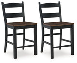 Valebeck Black/Brown Counter Height Barstool, Set of 2 from Ashley - Luna Furniture