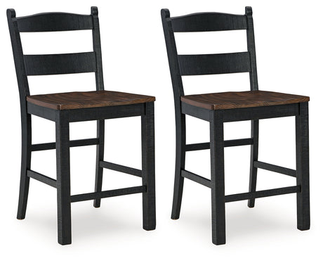 Valebeck Black/Brown Counter Height Barstool, Set of 2 from Ashley - Luna Furniture