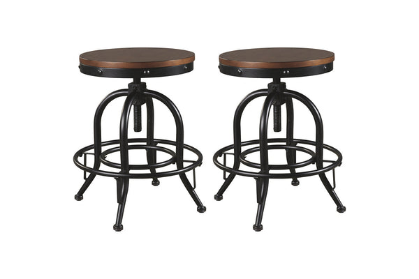 Valebeck Brown/Black Counter Height Barstool, Set of 2