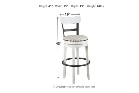Valebeck White Bar Height Barstool from Ashley - Luna Furniture