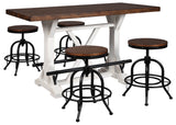 Valebeck White/Brown 5-Piece Counter Height Set w/ Stools from Ashley - Luna Furniture