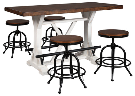 Valebeck White/Brown 5-Piece Counter Height Set w/ Stools from Ashley - Luna Furniture