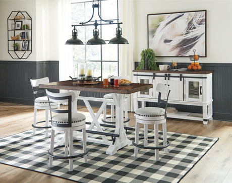 Valebeck White Counter Height Dining Table and 4 Barstools from Ashley - Luna Furniture