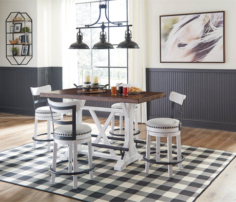 Valebeck White Counter Height Dining Table and 4 Barstools from Ashley - Luna Furniture