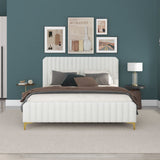 Valery Cream Queen Upholstered Platform Bed from Ashcroft Furniture - Luna Furniture