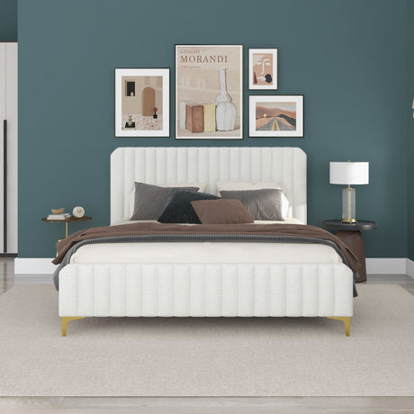 Valery Cream Queen Upholstered Platform Bed from Midinmod - Luna Furniture