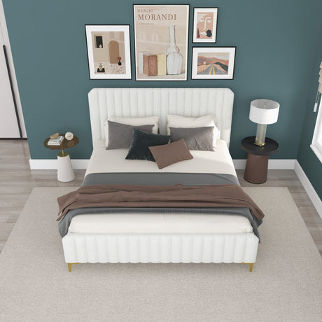 Valery Cream Queen Upholstered Platform Bed from Midinmod - Luna Furniture