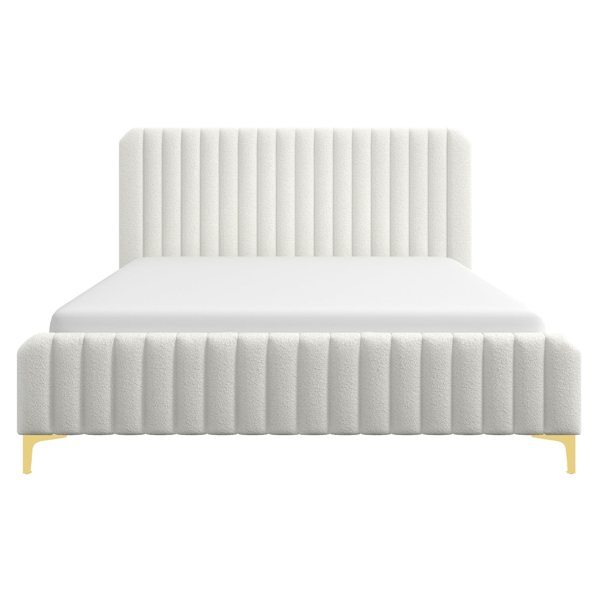 Valery King Size Cream Boucle Platform Bed King from Midinmod - Luna Furniture
