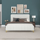 Valery King Size Cream Boucle Platform Bed King from Midinmod - Luna Furniture