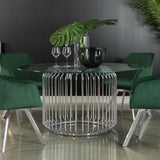 Veena Clear and Chrome Round Glass Top Dining Table from Coaster - Luna Furniture