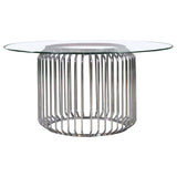Veena Clear and Chrome Round Glass Top Dining Table from Coaster - Luna Furniture