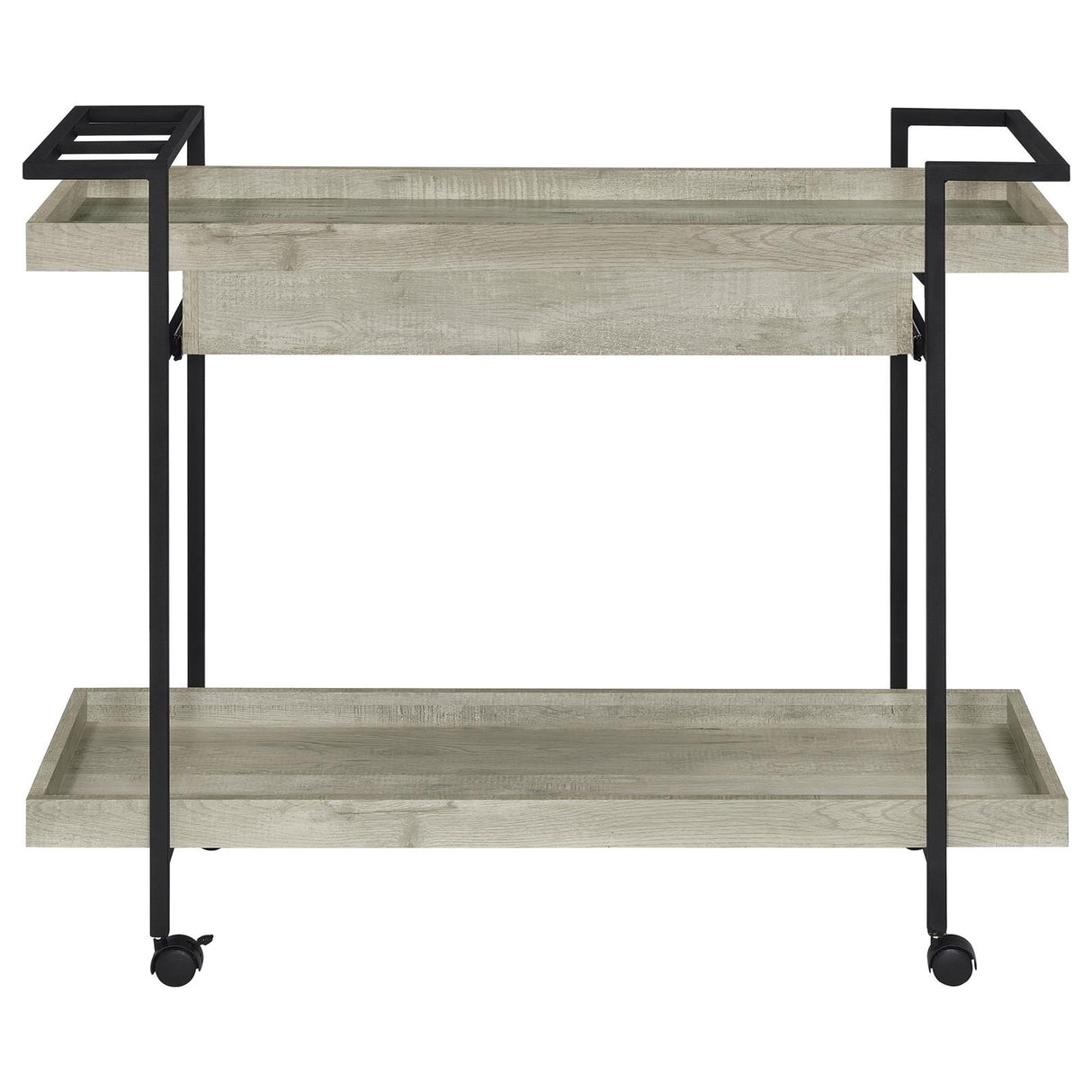 Ventura Gray Driftwood 2-Tier Bar Cart with Storage Drawer from Coaster - Luna Furniture