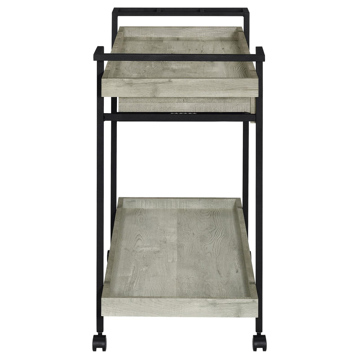 Ventura Gray Driftwood 2-Tier Bar Cart with Storage Drawer from Coaster - Luna Furniture