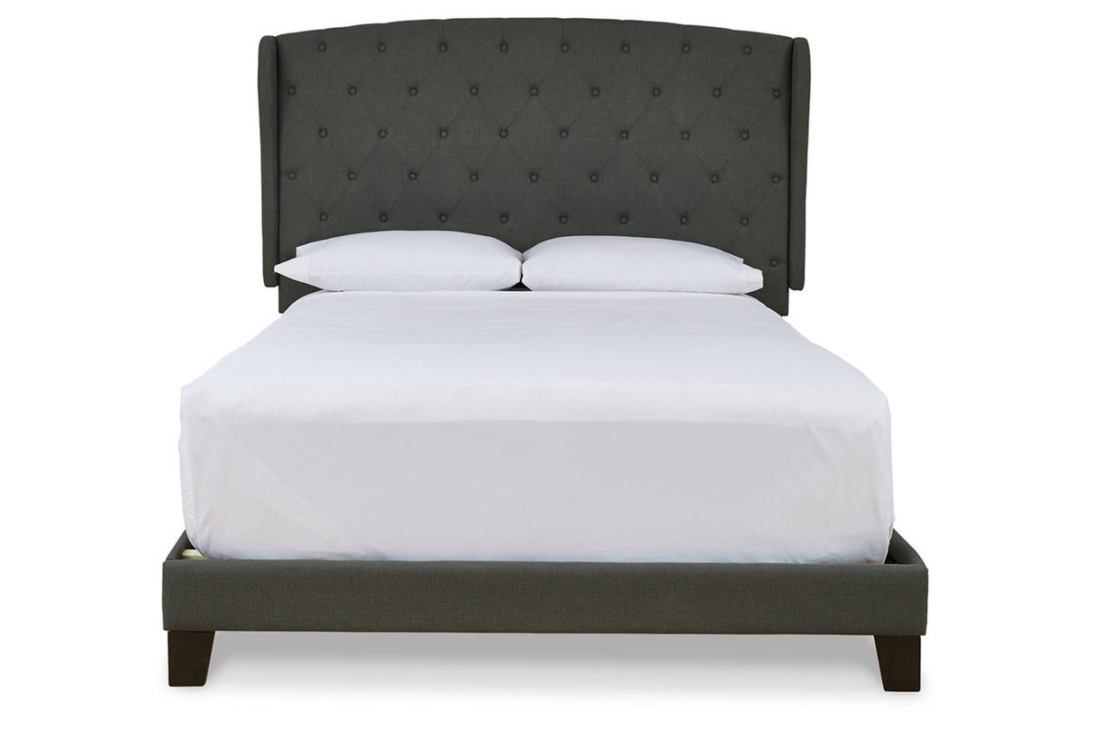 Vintasso Charcoal King Upholstered Platform Bed from Ashley - Luna Furniture