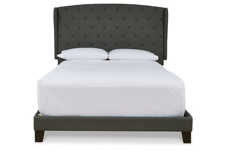 Vintasso Charcoal King Upholstered Platform Bed from Ashley - Luna Furniture