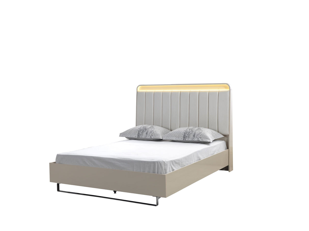 Viola Cream High Gloss Lacquer 4-Piece Queen Bedroom Set from Nova Furniture - Luna Furniture