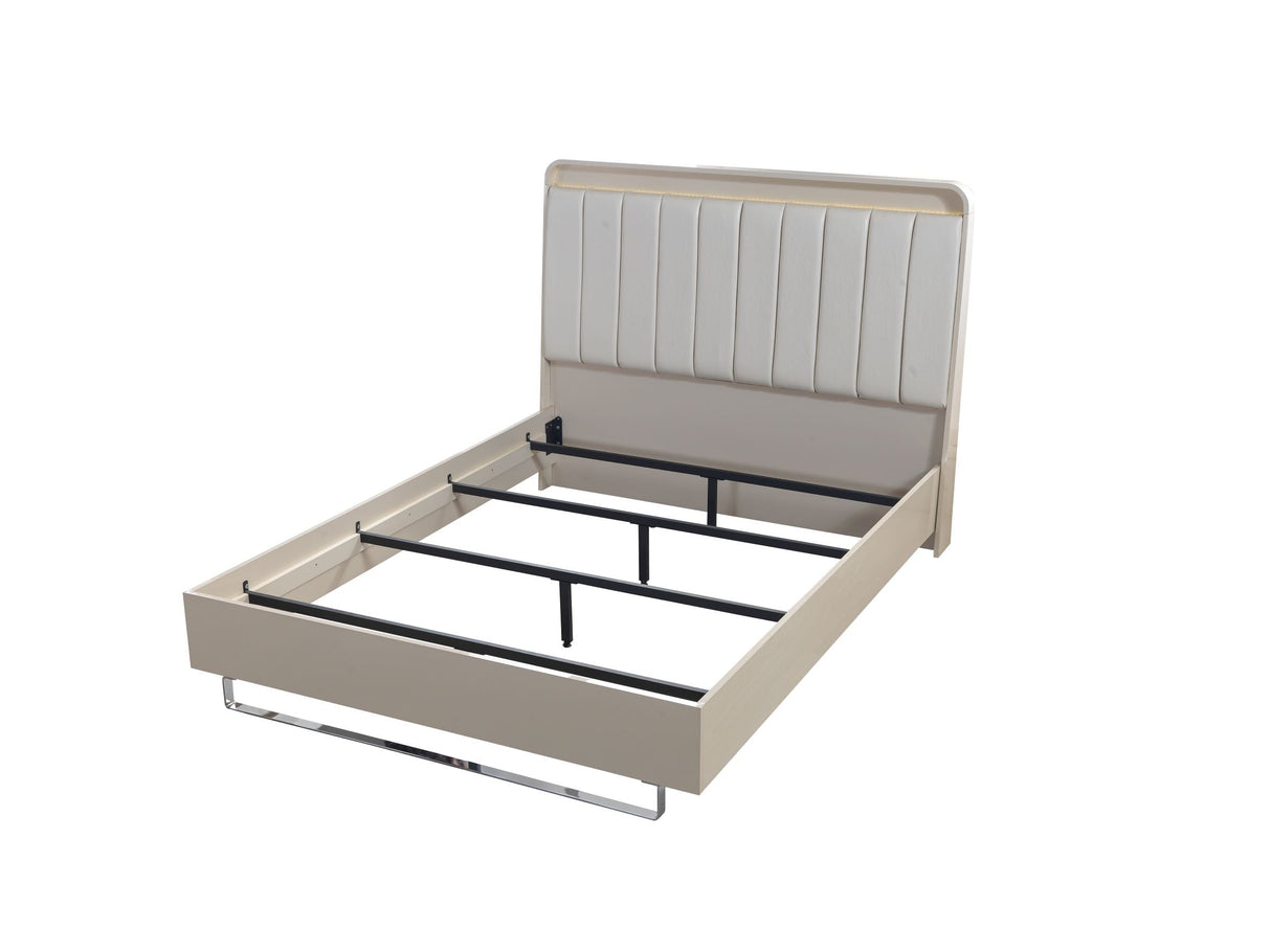 Viola Cream High Gloss Lacquer 4-Piece Queen Bedroom Set from Nova Furniture - Luna Furniture