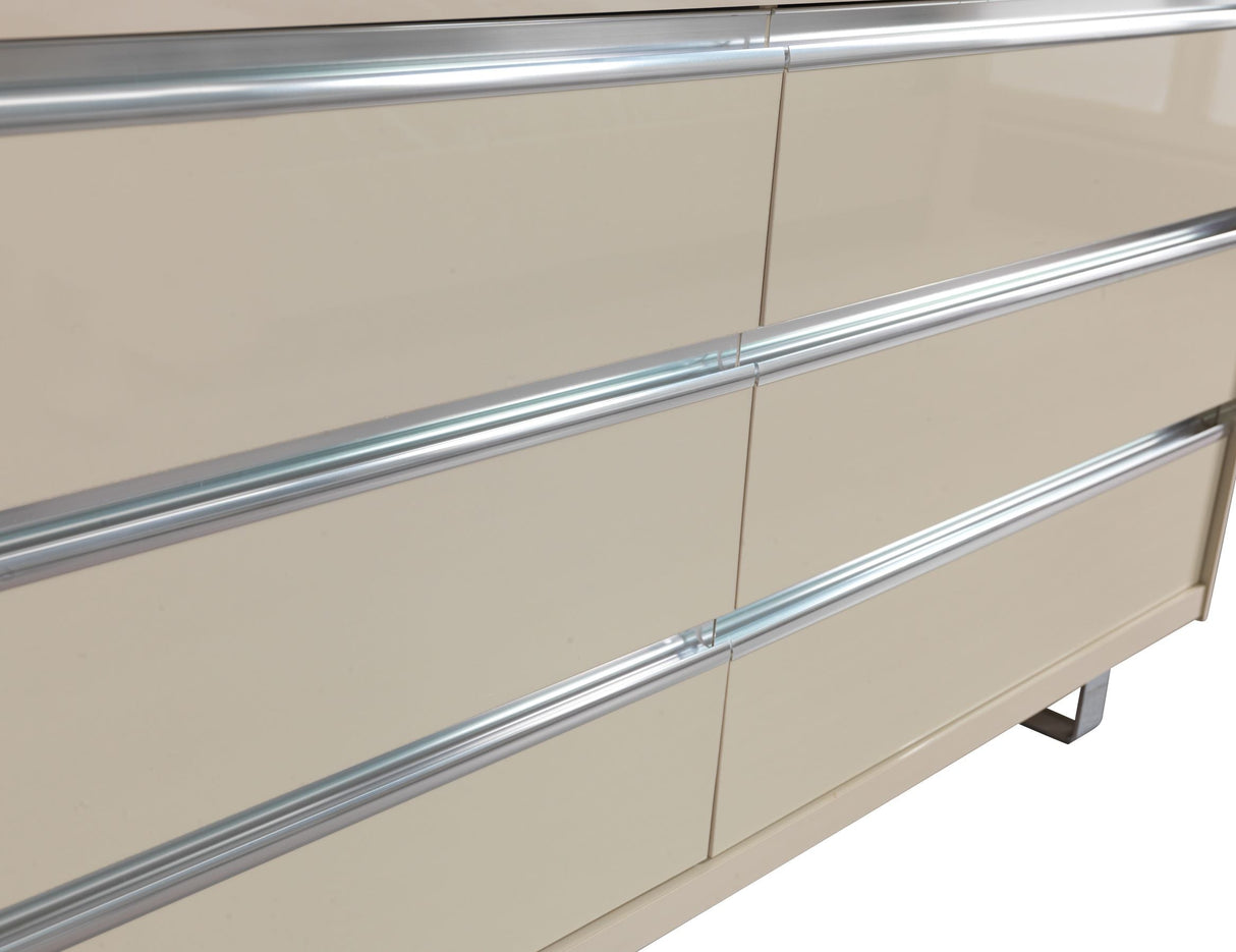 Viola Cream High Gloss Lacquer 4-Piece Queen Bedroom Set from Nova Furniture - Luna Furniture