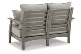 Visola Gray Outdoor Loveseat with Cushion from Ashley - Luna Furniture