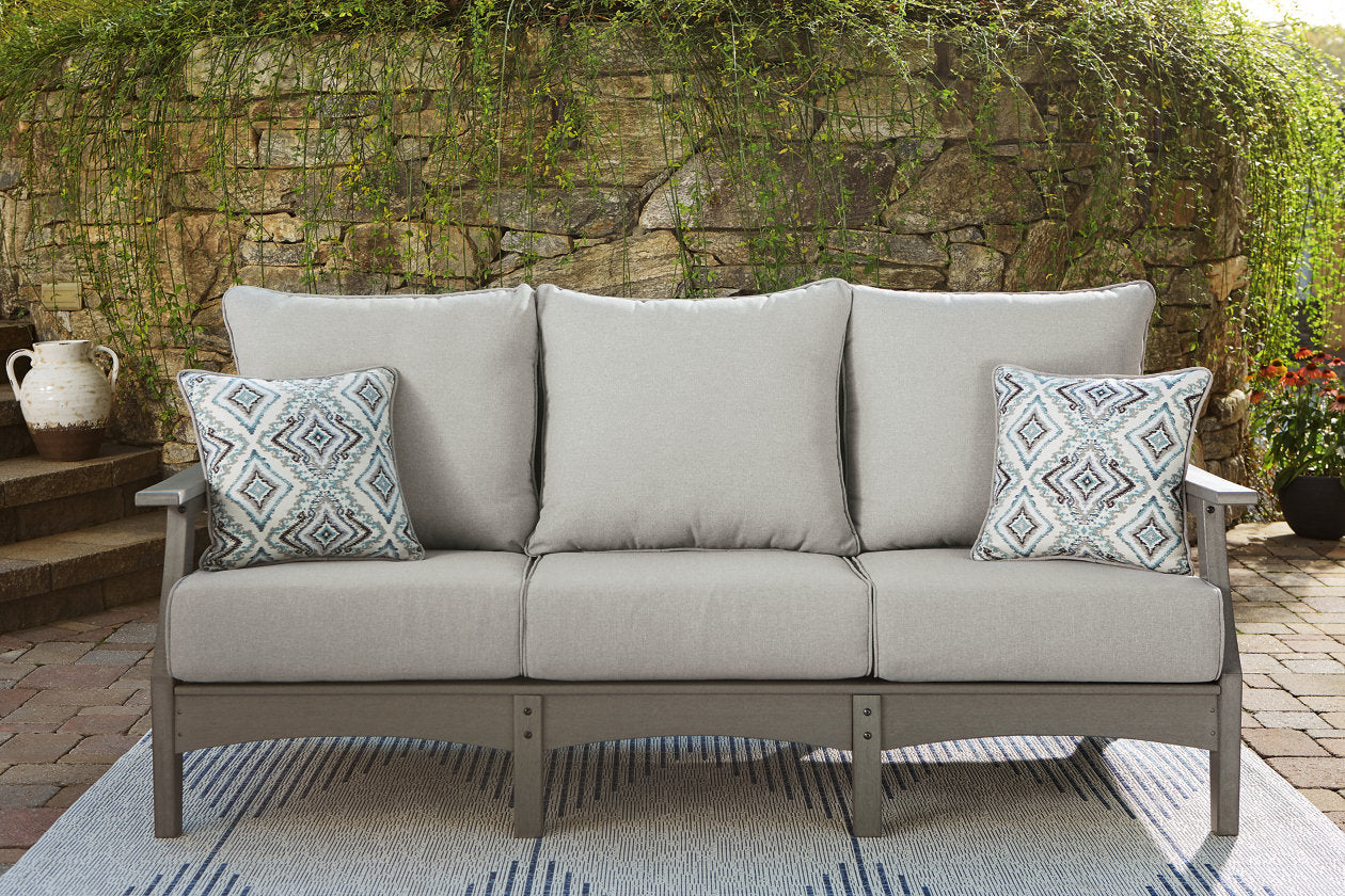 Ashley Visola Gray Outdoor Sofa with Cushion – Luna Furniture