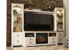 Willowton Whitewash 4-Piece Entertainment Center with Electric Fireplace