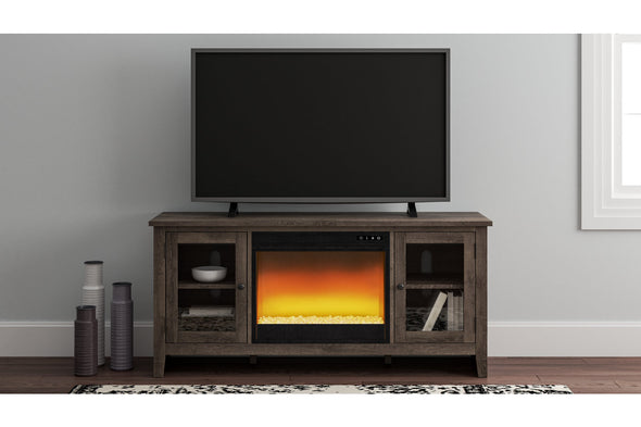 Arlenbry Gray 60" TV Stand with Electric Fireplace