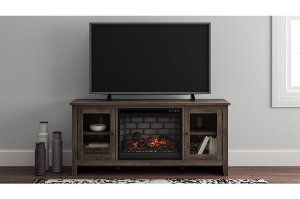 Arlenbry Gray 60" TV Stand with Electric Fireplace