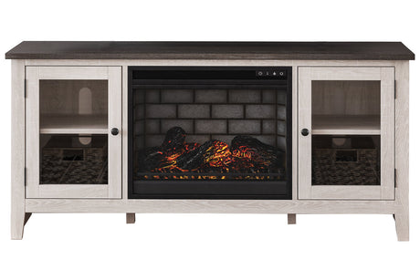 Dorrinson Two-tone 60" TV Stand with Electric Fireplace