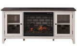 Dorrinson Two-tone 60" TV Stand with Electric Fireplace from Ashley - Luna Furniture
